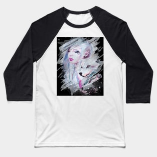 Girl with Wolves - Girl Who Loves Wolves Baseball T-Shirt